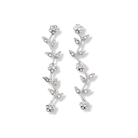 Vintage CZ Vine Long Earrings - Click Image to Close